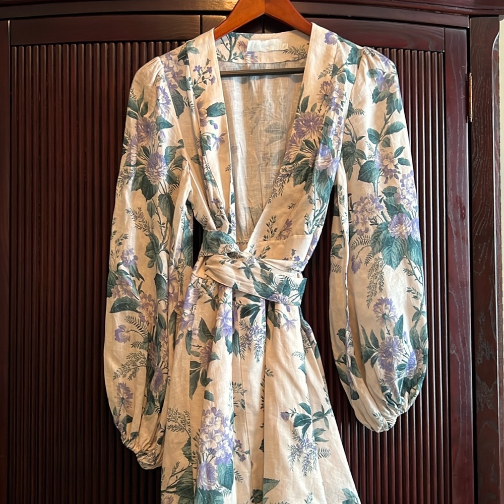 Zimmermann Cassia Wrap Floral Short Dress